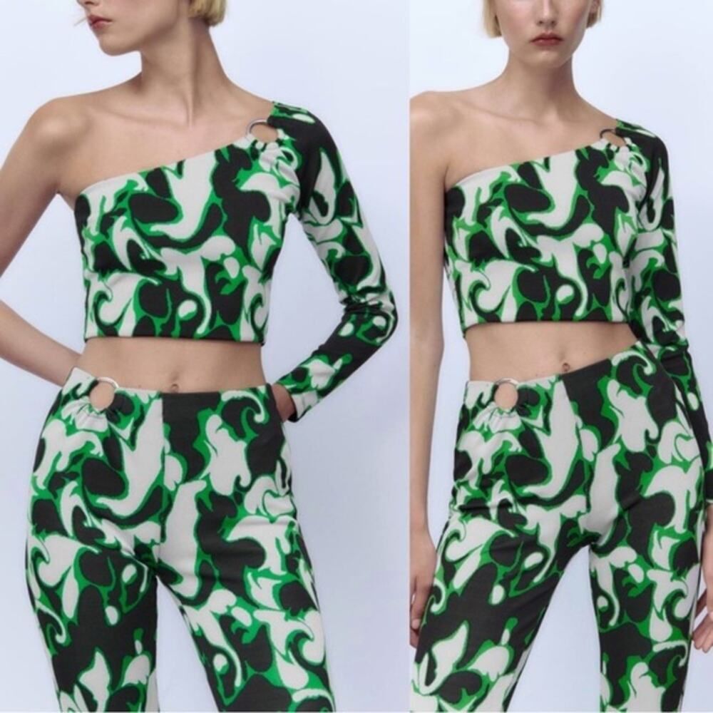 Zara women’s Jacquard two-piece set Top and Bottom NWOT